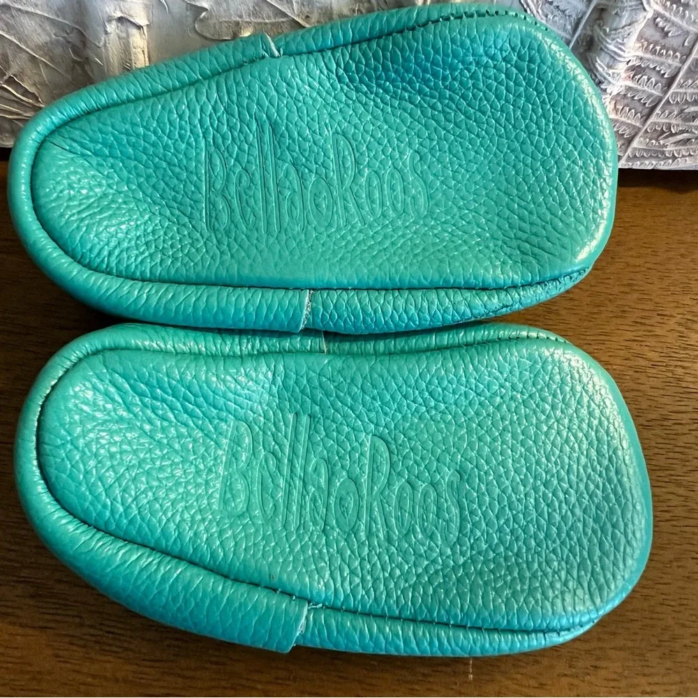 Soft Genuine Leather Baby Boy Girl Shoes Turquoise Moccasin NEW